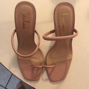 Lulu’s Pink/Cream Sandal Heel- Size 8.5
